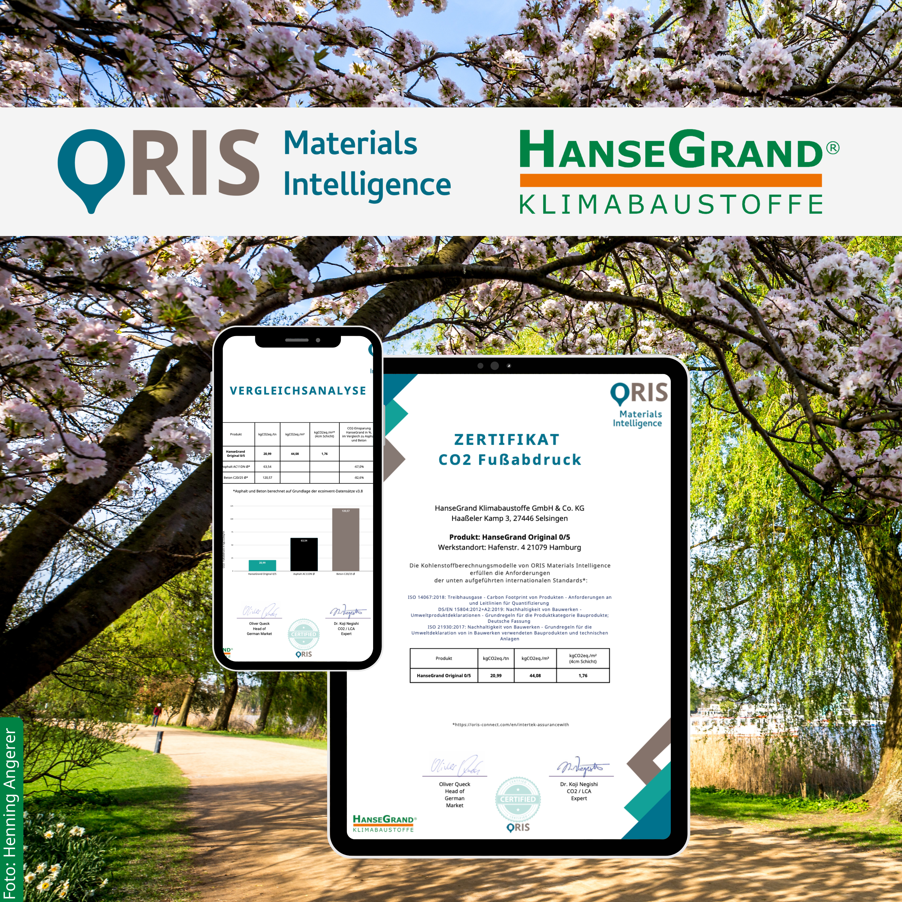 Path surfaces from HanseGrand: easy-care, weather-resistant, durable and now also CO2-certified by ORIS Materials Intelligence!